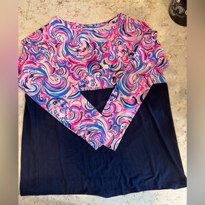 Lilly Pulitzer Pink and Blue Swirl Top Size M